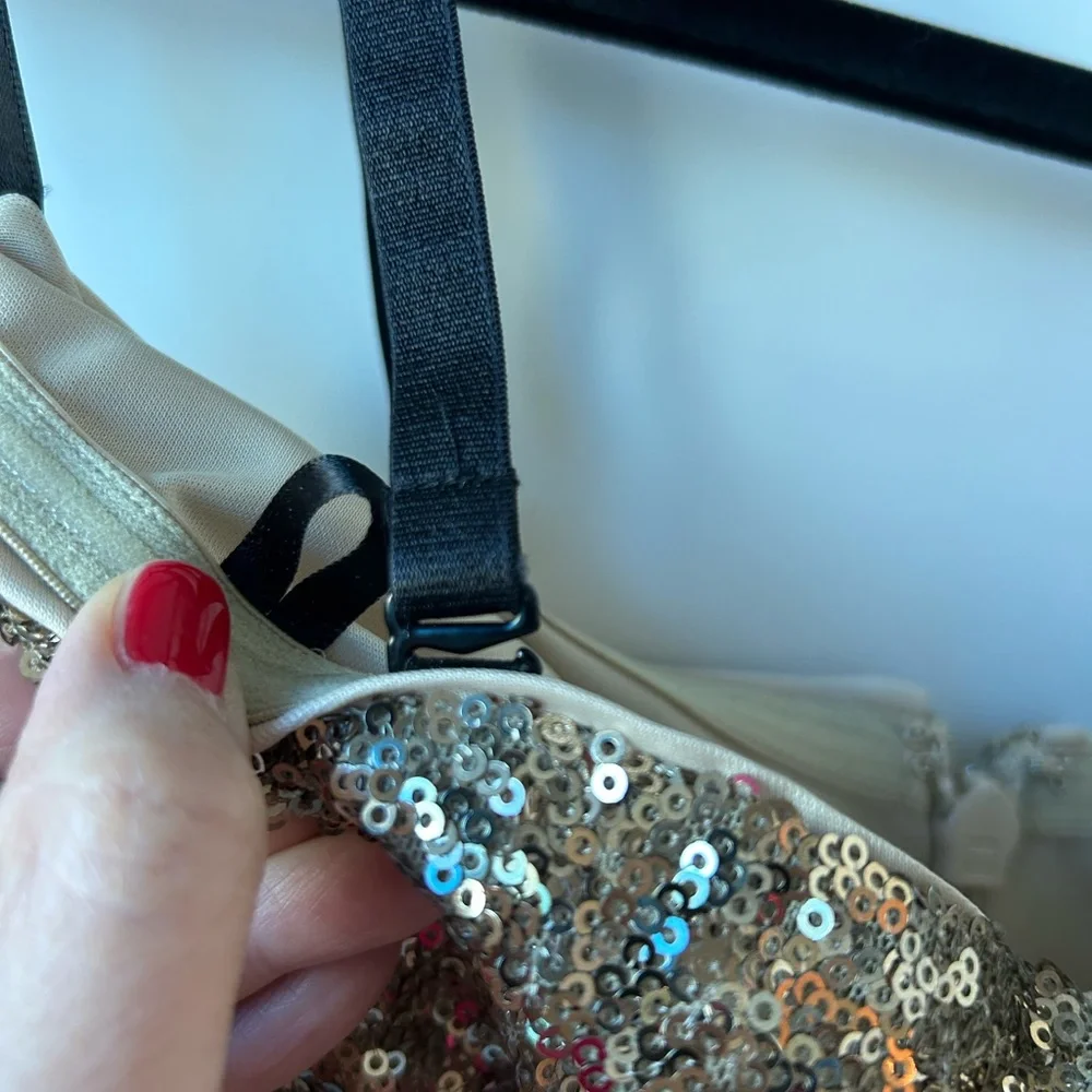 Gold Sequin Strapless Jumpsuit - Picture 10 of 15